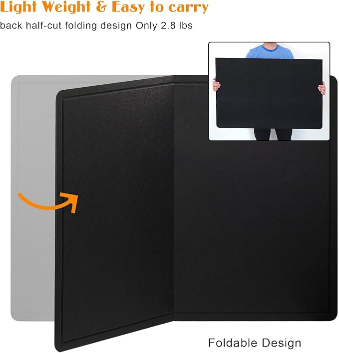 Large Bulletin Board, 48 X 36 inches Felt Board Notice Pin Board, 4' x 3'Cork Board Alternative for Wall, Self-Adhesive Vision Board Mood Board Foldable Photo Board with 30 Pushpin (Black)