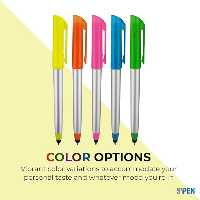 Personalized Pens with Highlighter and Stylus -250 Pack Bulk-Free Imprint - 3 In Highlighter, Ballpoint Pen, and Stylus Combo- add Custom Business Name, Logo or Gift Message- Blue