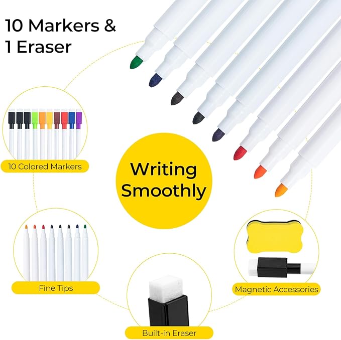 M&G Dry Erase Magnetic Fridge Calendar Set, 4 Pack- Monthly & Weekly & Daily Planner Whiteboard with 10 Markers and Eraser, Chore Chart for Refrigerator Wall Door, Family Schedule Planning Whiteboards