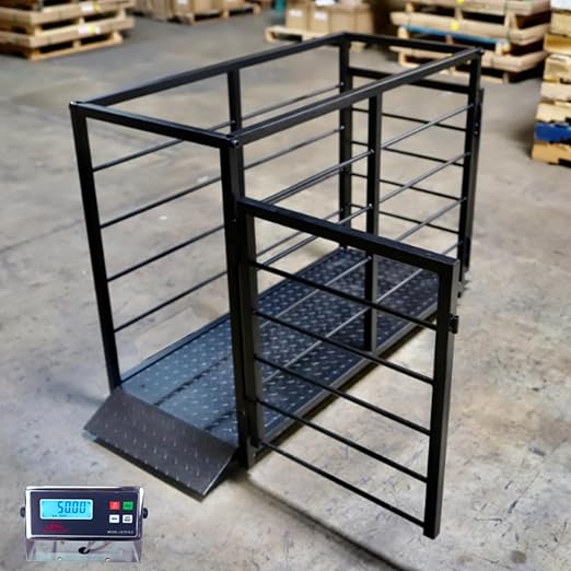 Liberty LS-920-2k Industrial Portable Floor Scale for Small Animal, Platform 50" x 20" / up to 2000 lbs (Scale System with cage System)