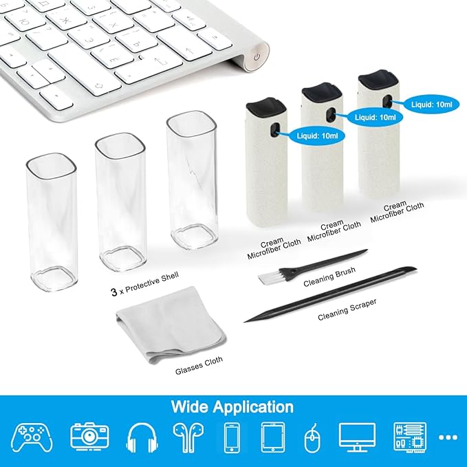 walrfid 3Pcs Car Screen Cleaner, Laptop Screen Cleaner Spray and Wipe, Electronic Computer Cleaning Kit for iPad, iPhone, Cellphone, Monitor, MacBook, Car Display, Tablet, TV Flat Screens, Cream
