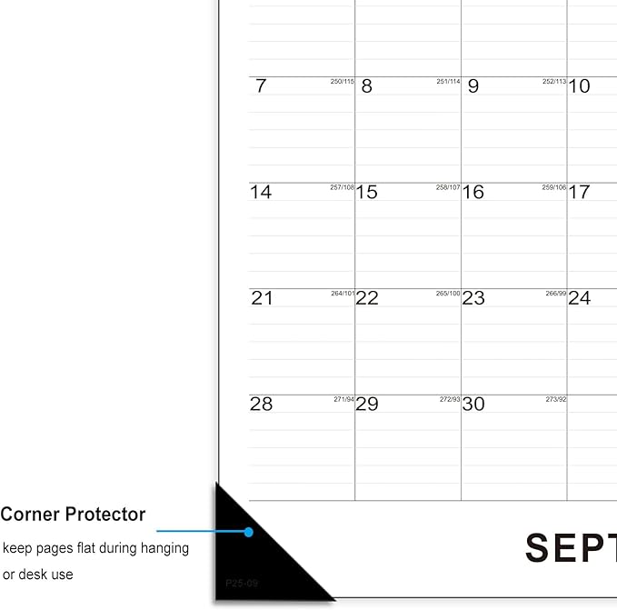 TOWWI Desk Calendar 2025-2026, Large Wall or Desktop Monthly Calendar for Daily Schedule, Office, Home - 16.7x11.6 inches (Black)