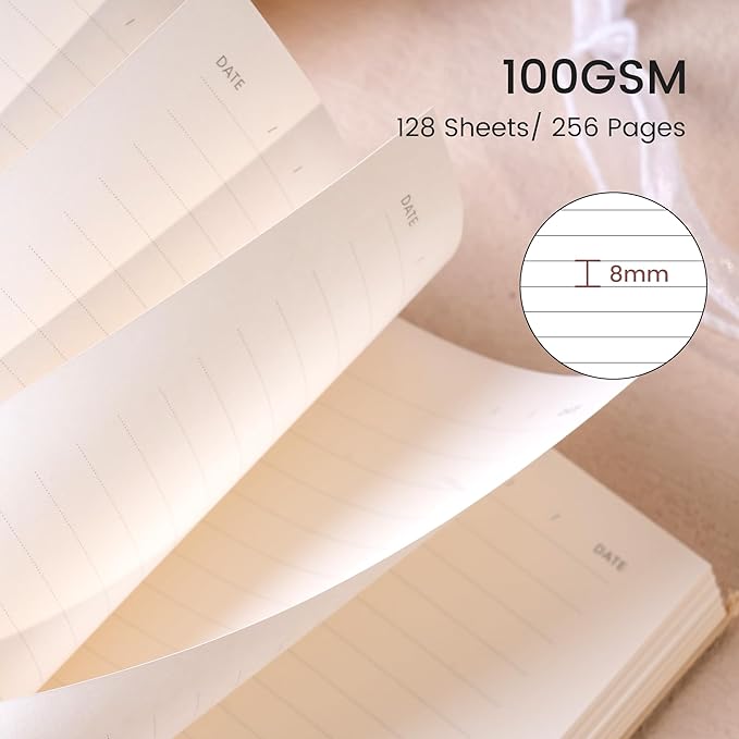 CAGIE Lined Journal Notebook for Women Girls, A5 Hardcover Linen Journals For Writing 256 Pages, Aesthetic Womens Diary, Gifts 8.3'' x 5.7'' Purple