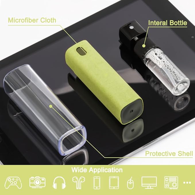 Screen Cleaner Touchscreen Mist Spray, walrfid Cleaning Kit for Electronic Smart Phone TV, Laptop, Tablet, PC, Computer LCD Flat Screens, Eyeglasses, Compatible with iPhone iPad MacBook Pro - Yellow