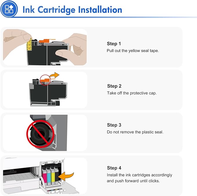 LC404XL LC404 Ink Cartridges for Brother Printer 404XL LC 404 XL for MFC-J1205W MFC-J1215W MFC J1205W J1215W - 4 Pack High Yields Black Cyan Magenta Yellow