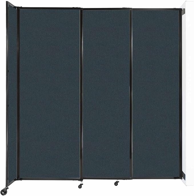 Wall-Mounted Sliding StraightWall Room Divider | Adjustable Widths | Locking Wheels | Room Separator | Up to 7'2" Wide x 7'6" Tall Blue Spruce Fabric Panels
