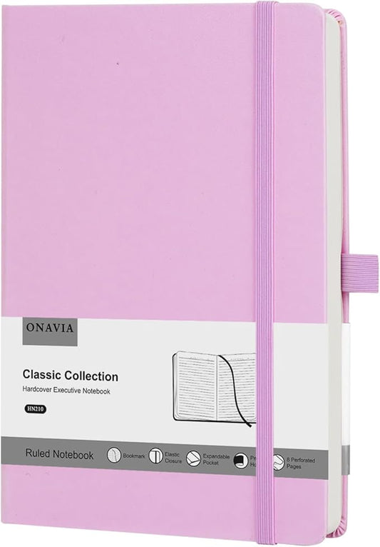 Lined Journal Notebooks for Work, Travel, College, A5 Size 100 GSM Thick Paper, Classic Ruled Journaling Notebook, Hardcover Notepad for Writing 160 Pages, 5.5 x 8.3 inch, Pink