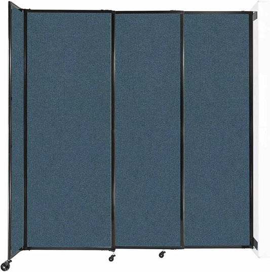 Wall-Mounted Sliding StraightWall Room Divider | Adjustable Widths | Locking Wheels | Room Separator | Up to 7'2" Wide x 7'6" Tall Caribbean Fabric Panels