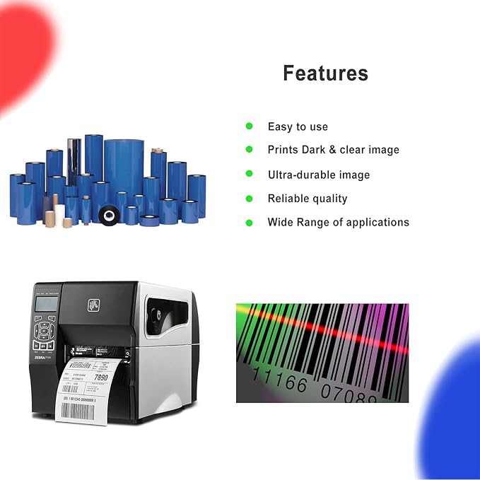 4.33'' x 984' Premium Resin Enhanced Wax Ribbon, 110mm x 300m Black Thermal Transfer Ribbon, Barcode Thermal Label Printer Ribbon, CSO-Ink Outside, 1'' Core for Zebra, TSC, GoDex, Citizen (1 Roll)