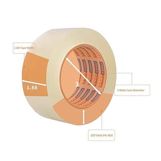 ADHES Packing Tape Shipping Tape Packaging Tape for Moving Boxes,1.88 Inch x 100 Yards x 2.7 Mil, 60 Rolls