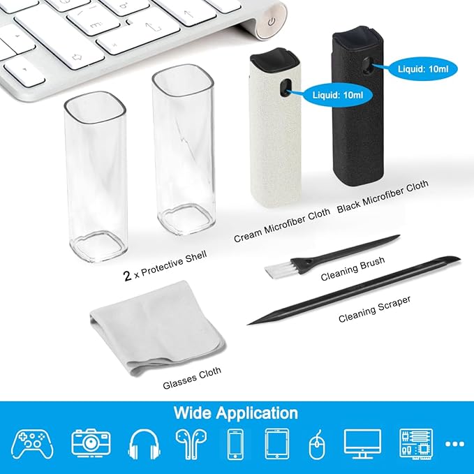 walrfid 2Pcs Laptop Cleaner, Computer Screen Cleaner Spray and Wipe, Electronics Laptop Cleaning Kit for iPad, iPhone, Cellphone, Monitor, MacBook Pro, Car Display, Tablet, TV, Kindle, Black Cream