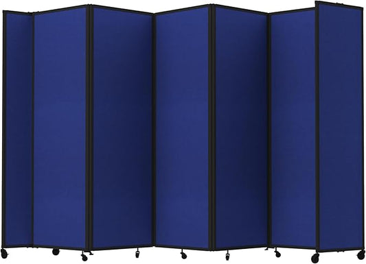 Versare Room Divider 360 Portable Wall Partition | Folding Panels | Large Freestanding Divider | Locking Wheels | Temporary Room Separator | 14' x 7'6'', Royal Blue