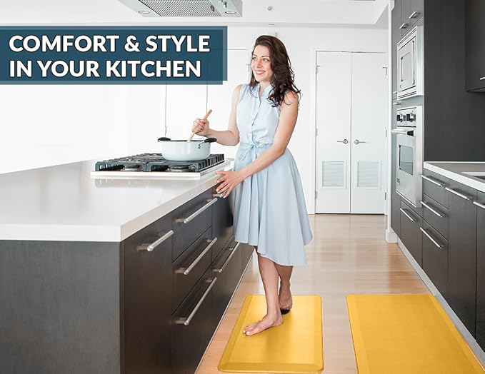 ComfiLife Anti Fatigue Floor Mat – 3/4 Inch Thick Kitchen Mats for Floor, Standing Desk Mat, Kitchen Rug – Comfort at Home, Office – Durable – Stain Resistant – Non-Slip Bottom (20" x 39", Mustard)