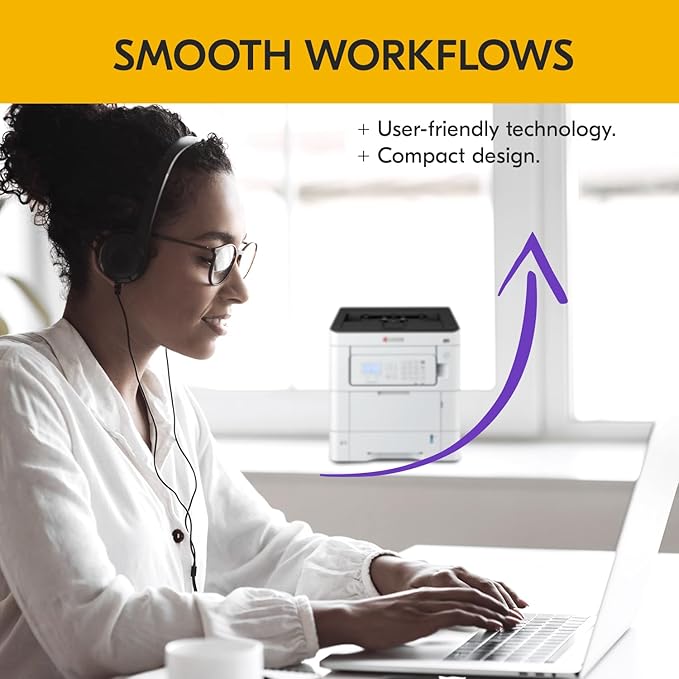 KYOCERA ECOSYS PA3500cx Color Laser Printer 37 ppm, 1200 dpi, Gigabit Ethernet, 5 Line LCD with Hard Key Control Panel, 650 Sheet Capacity