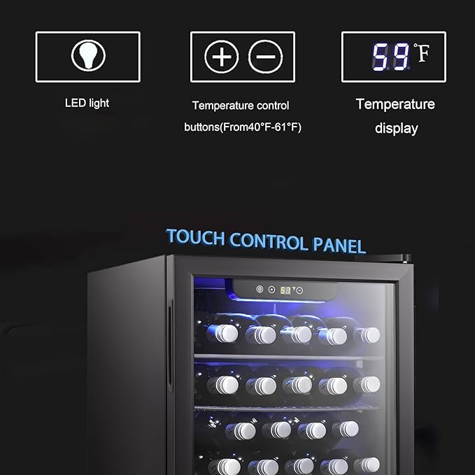 Antarctic Star 24 Bottle Wine Cooler/Cabinet Beverage Refrigerator Small Mini Wine Cellar Beer Soda Clear Glass Door Bar Fridge Quiet Operation Compressor Adjust Temp Control Freestanding, 2.4 Cu. ft