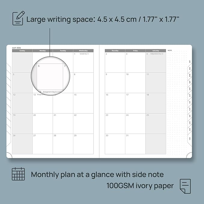 POPRUN Weekly Planner 2026 Calendar (Large 8.5" x 10.5") 12 Months Notebook with Horizontal Layout, Leather Hardcover, Inner Pocket, 100GSM Thick Paper, Pen Holder - Lavender