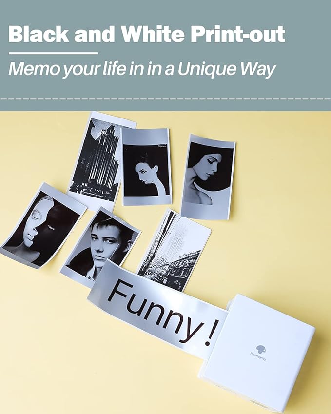 Phomemo Mini Sticker Printer- Mini Printer Sticker Maker Machine M02, Print Pods Suitable for Creative DIY, Diaries, Photos, Study Notes, Portable Thermal Inkless Label Maker for Home/Travel, White