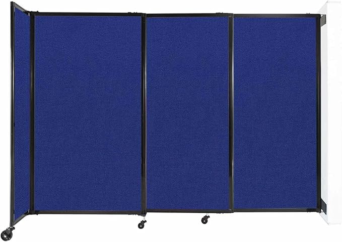 Wall-Mounted Sliding StraightWall Room Divider | Adjustable Widths | Locking Wheels | Room Separator | Up to 7'2" Wide x 5' Tall Royal Blue Fabric Panels