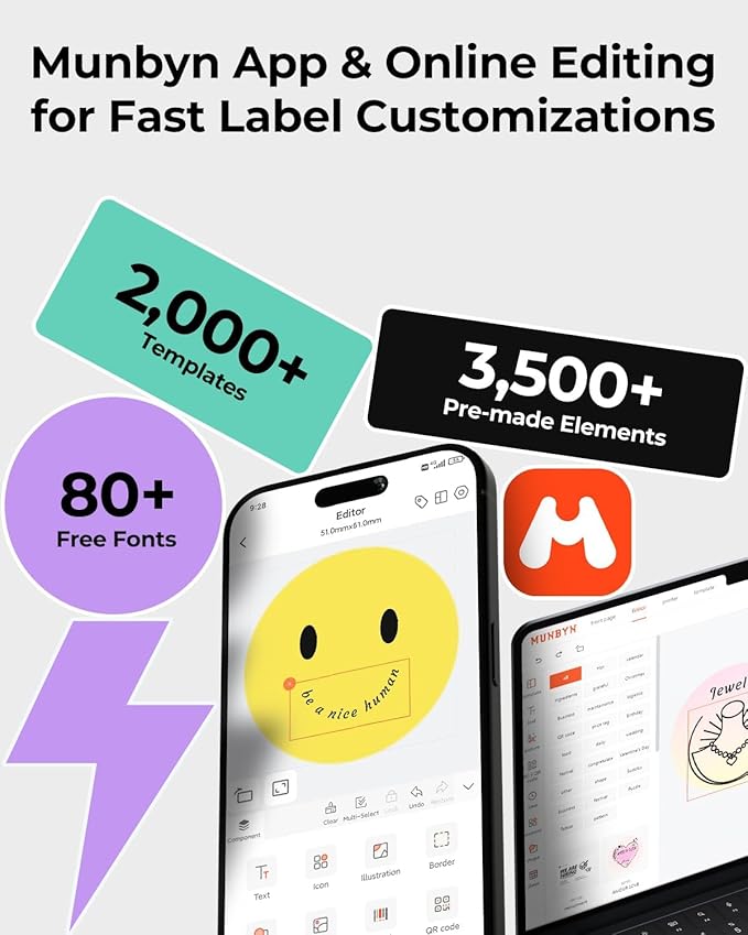 MUNBYN Bluetooth Thermal Label Printer, 130B Wireless 4x6 Shipping Label Printer for Shipping Packages Small Business Office or Home, Compatible with iPhone Android iPad Windows macOS Chrome Etsy eBay