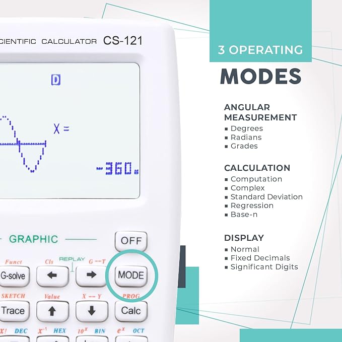 Scientific Calculator with Graphic Functions - Multiple Modes with Intuitive Interface - Perfect for Students of Beginner and Advanced Courses, High School or College