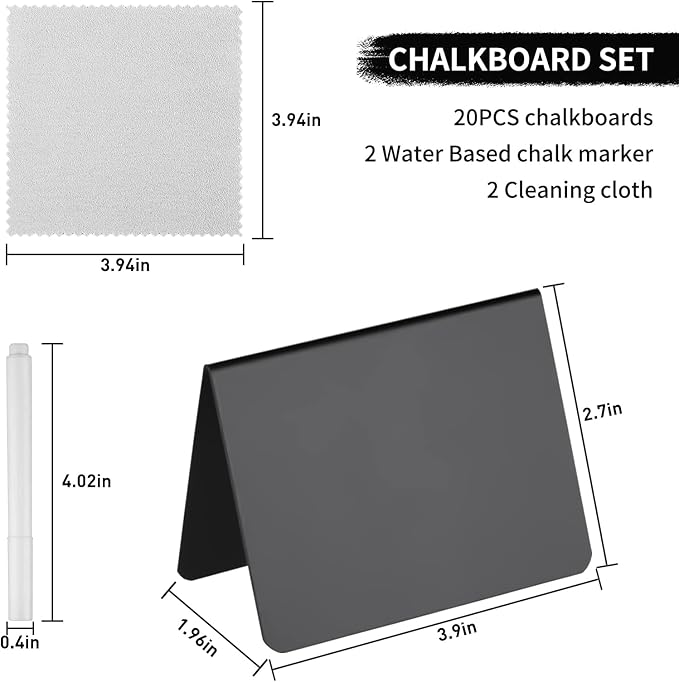 20 Pack 4"x3"Mini Chalkboard Signs for Chalk Sign for Food - Party - Buffet - Table Sign Chalkboard - Wedding - Bakery - Small Chalkboard Sign - Mini Chalkboard Signs for Food