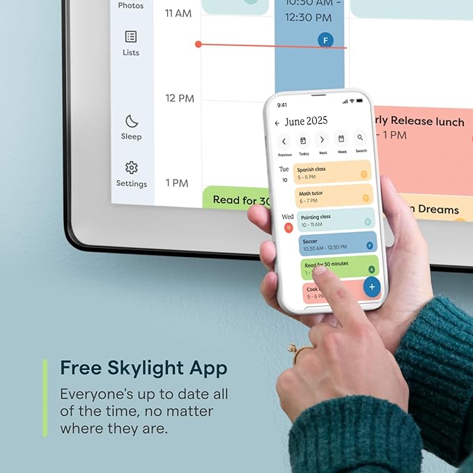 Skylight Calendar Max: 27-Inch Smart Digital Calendar & Chore Chart, Family Organizer with Interactive Touchscreen Display – Wall Mountable in Portrait or Landscape, Charcoal Shadowbox Frame