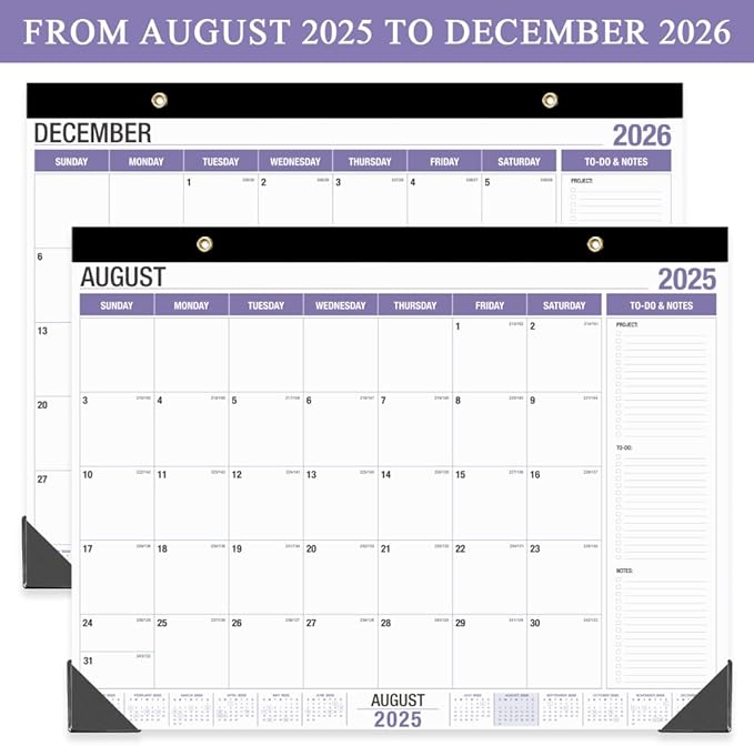 Large Desk Calendar 2025-2026, Runs from August 2025 to December 2026, 22" x 17" Desk Calendars with to-do List, 17 Months Calendar 2025, Extra Large Desk Calendar for Home or Office