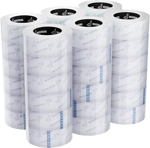 Packstrong Industrial Grade Clear Packing Tape 36 Rolls - Extra Strong - 110 Yards per Roll - 2" Wide x 3.1 mil Thick, Acrylic Adhesive Heavy Duty Tape