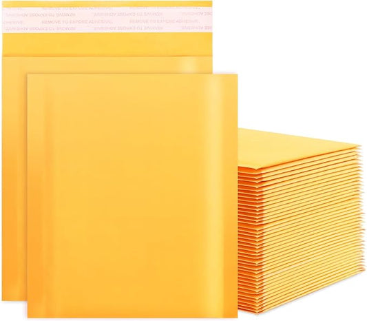 Kraft Bubble Mailers 6x10 Inch 50Pack Yellow Self-Seal Padded Envelopes Bubble Opaque Padded Mailers Shipping Bags for Small Businesses to Package and Mail Jewelry Cosmetics, Electronic Products
