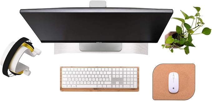 SAMDI Wooden Computer Monitor Stand, Desktop Accessories, Laptop Stand, Notebook Stand, for MacBook Stand (Oak Wood White)