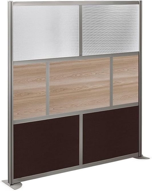 NBF Office Partitions - Cubicle Privacy Panel Wall Divider - Modern Room Separator with Quick Assembly - Indoor Laminate Free Standing Portable Room Divider Panel - 76" H x 72" W (Espresso, Warm Ash)