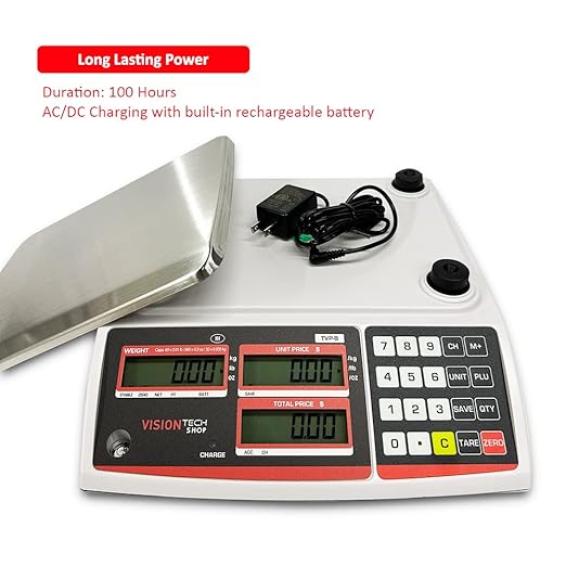 VisionTechShop TVP-60B Price Computing Scale, Lb/Oz/Kg Switchable, 60lb Capacity, 0.01lb Readability, NTEP Legal for Trade COC #19-038, NSF Certified