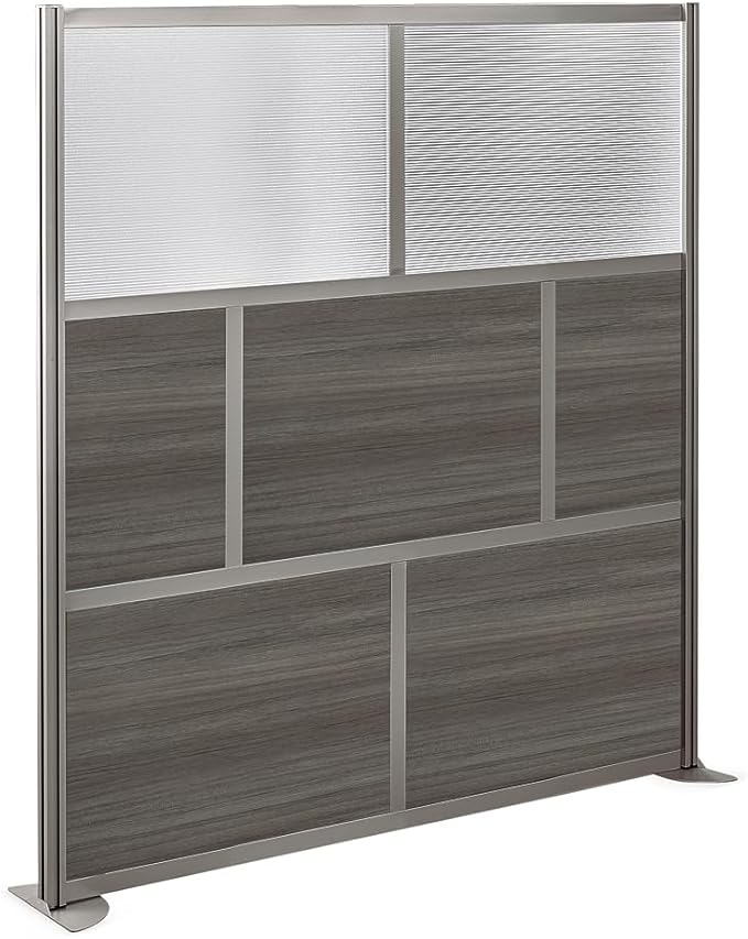 NBF Office Partition Room Divider - 76" H x 72" W Gray, Large Privacy Screen, Portable Partition Wall, Free Standing Office Divider