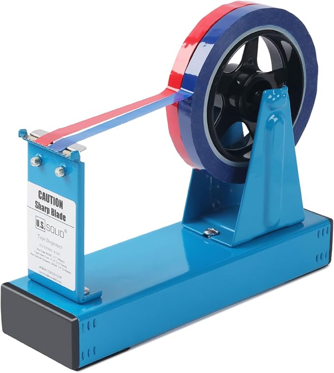 U.S. Solid Desktop Multi-Roll Tape Dispenser - 1.5 Inch Wide, 1 or 3 Inch Core, Iron, Blue