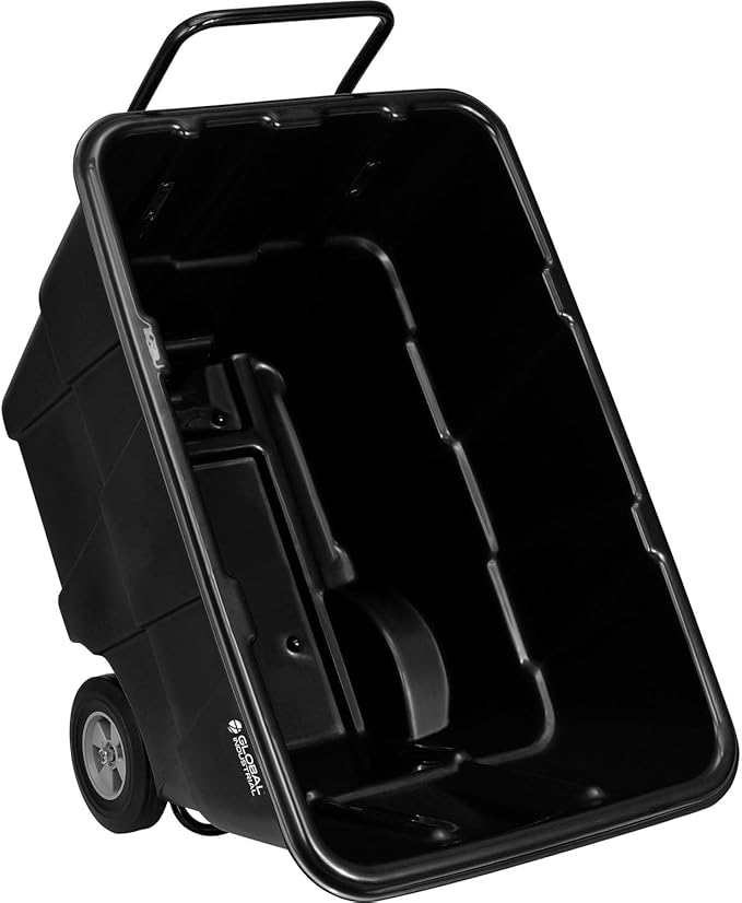 Global Industrial Standard Duty Plastic Tilt Truck 1/2 Cubic Yard Capacity 850 Lb. Capacity, Black, Cart for Construction Commercial Industrial Transportation