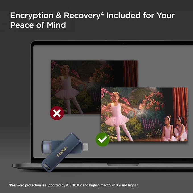 SanDisk 128GB Phone Drive for iPhone- Works with iPhone 15 and Newer (USB-C Connector) and iPhone 14 and Older (Lightning Connector), Metallic Sky - SDIXD0N-128G-GN6N