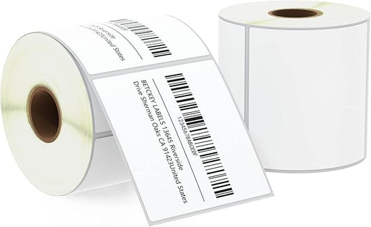 BETCKEY - 3" x 3" (76 mm x 76 mm) Multipurpose & Large Square Labels Compatible with Zebra & Rollo Label Printer,Premium Adhesive & Perforated [2 Rolls, 1000 Labels]