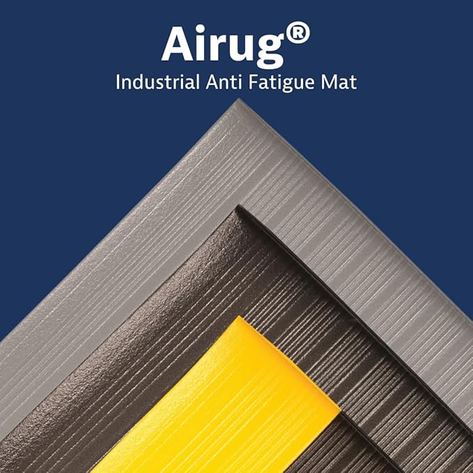Notrax 410 Airug® 3' x 12' x 5/8" Anti Fatigue Mat, Enhanced Slip Resistance with Beveled Edges and Ribbed Surface, Ideal for Industrial and Commercial Workplaces, Black, 410S5312BL