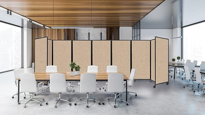 Versare Room Divider 360 Portable Wall Partition | Folding Panels | Large Freestanding Divider | Locking Wheels | Temporary Room Separator
