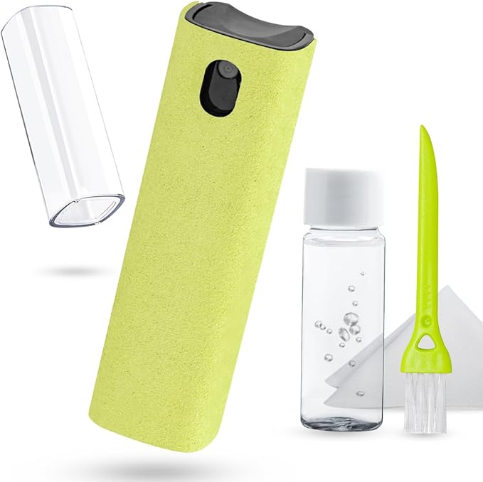 Screen Cleaner Touchscreen Mist Spray, walrfid Cleaning Kit for Electronic Smart Phone TV, Laptop, Tablet, PC, Computer LCD Flat Screens, Eyeglasses, Compatible with iPhone iPad MacBook Pro - Yellow