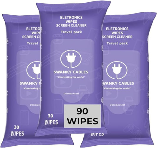 Screen Cleaner Wipes: Electronic Wipes for Screens - Computer Screen Wipes for Lens, Phone, Tv Screen and Monitor Cleaning - Tech Wipes & Microfiber Cloth (Soft Wipes, 90 Count)