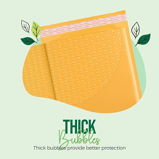 Fuxury Kraft Bubble Mailers 8.5x12 Inch 40 Pack Strong Adhesion Padded Envelopes #2 Self Seal Bubble Envelopes Padded Mailers for Packaging Books,for Small Business Yellow