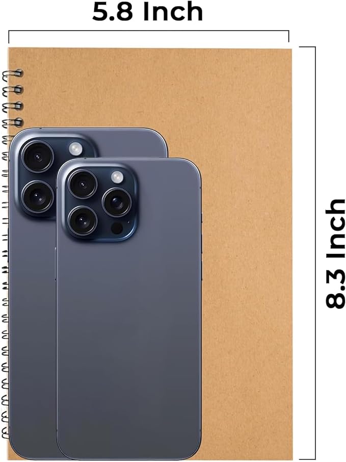 48 Pack Kraft Spiral Notebook, A5 College Ruled, 5.8 x 8.3, 120 Pages (60 Sheets), 100 GSM Thick Paper, Hardcover Planner Notebooks, Travel Writing Journals, Bulk Home Office School Supplies