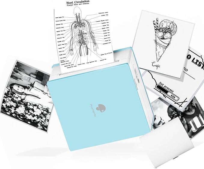 Phomemo Mini Sticker Printer- Mini Printer Sticker Maker Machine M02, Print Pods Suitable for Student Name Label, Study Notes, Creative DIY, Diaries, Portable Thermal Printer for School/Home/Office