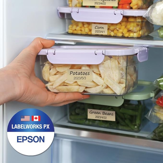 Epson LABELWORKS 218BMBEPX Genuine PET (Polyester) Tape Cartridge - Black on Matte Beige Designer Craft Label Maker Tape - 3/4" (18MM) Wide, 26'