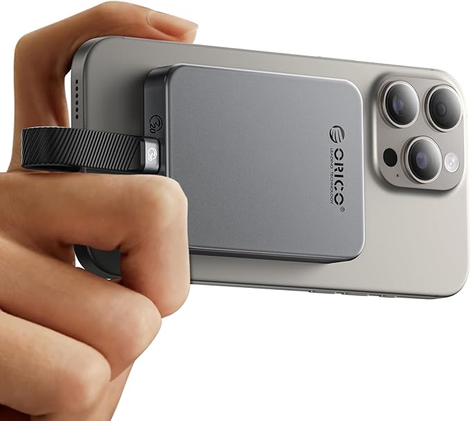 ORICO 1TB Magnetic Portable SSD, Aluminum Alloy, 4K 120 fps ProRes HDR Record and Store, Up to 2000MB/s, External Solid State Drive, Compatible with iPhone 16 Pro Max, Tablet, Computer - K20