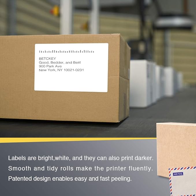 BETCKEY - 4" x 6" (102 mm x 152 mm) Shipping Labels Compatible with Zebra & Rollo Label Printer(not for dymo 4XL), Premium Adhesive & Perforated [1 Rolls, 250 Labels]