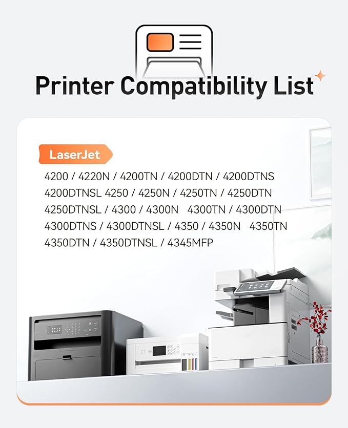 42X Black Toner Cartridge 1-Pack High Yield with Chip Replacement for HP 42X Q5942X Q1338A Cartridges Compatible with HP Laser Jet Pro MFP 4250 4220N 4250DTN 4350N 4350DTN 4300DTNSL 4345MFP Printer