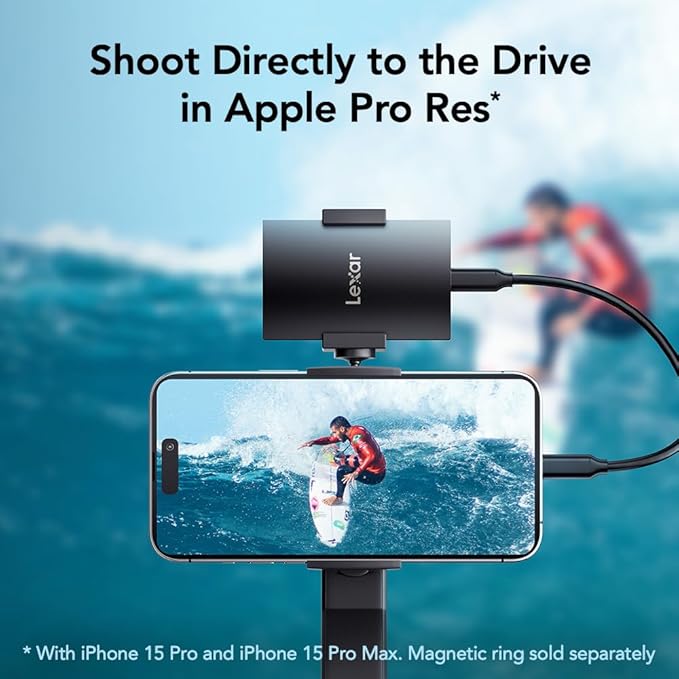 Lexar 1TB SL500 Portable SSD, Up to 2000MB/s, Compatible w/Type-C Laptops, iPhone 15/16, Smartphones, Tablets, PS5, Xbox, USB 3.2 Gen 2x2, Slim & Lightweight, External SSD, Black (LSL500X001T-RNBNU)