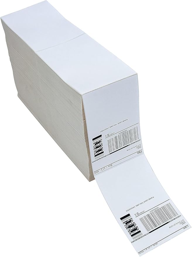L LIKED 270000 Fanfold 4" x 6" Direct Thermal Labels With Perforated Line for Thermal Printers - Compatible With Zebra & Rollo Printer